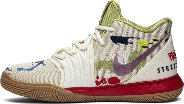 Кроссовки Nike Bandulu x Kyrie 5 GS 'Embroidered Splatters', кремовый — фото 4