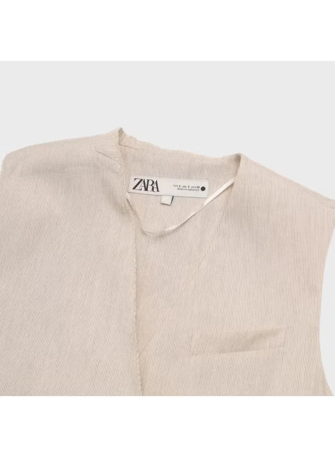 Жилет асимметричный с фактурной поверхностью Zara, бежевый — фото 4