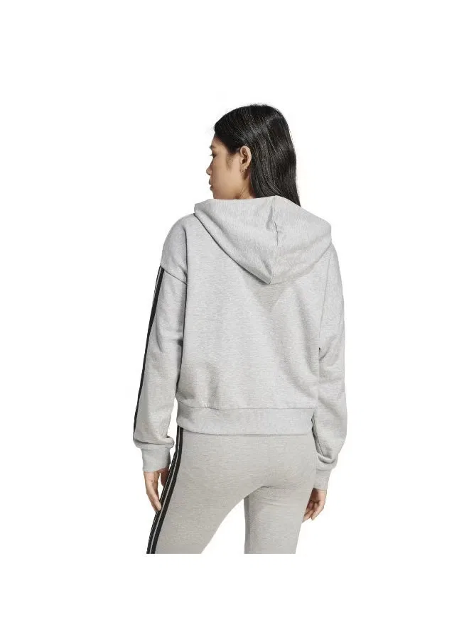Худи на молнии с длинным рукавом Essentials 3-Stripes Adidas, серый — фото 3
