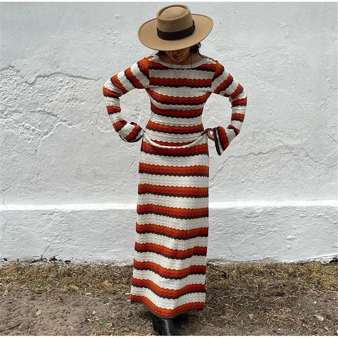 Женское платье-свитер в полоску с запахом, Striped — фото 4