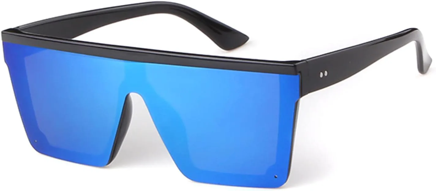 

Солнцезащитные очки GIFIORE Retro Square Big Sunglasses Women Flat Top Mirrored Shades Siamese Lenses, Blue Mirrored