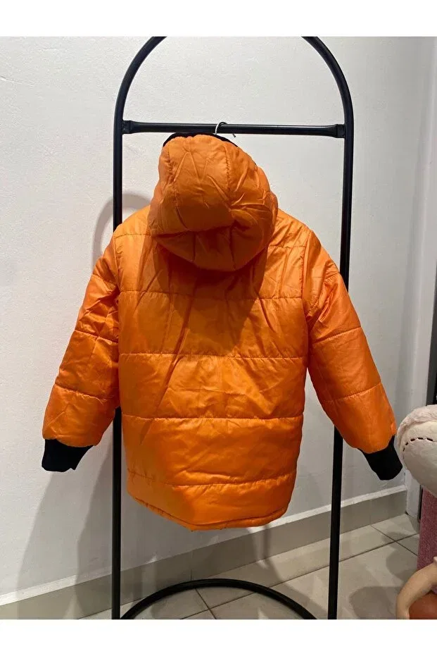 Детское пальто для девочек двустороннее Double sided coat Mama Choice, Orange — фото 4