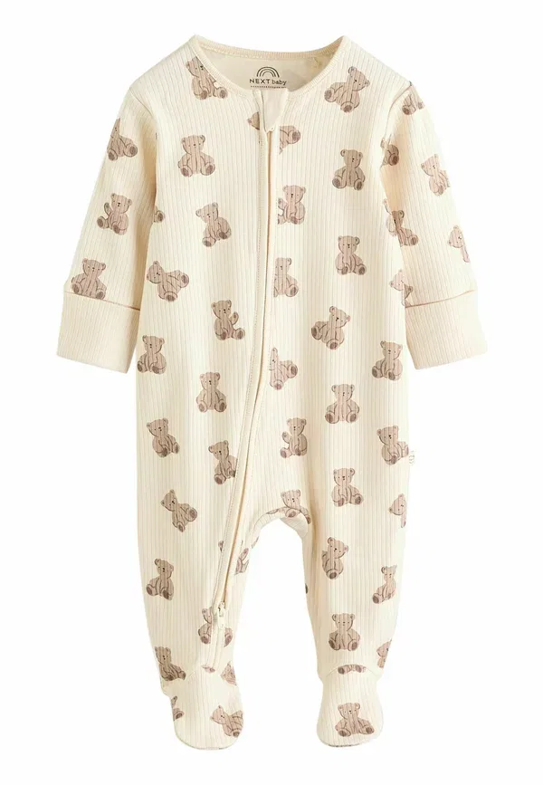 Комплект пижам Rib, Regular fit -bear two way zip 4 pack, Next, коричневый — фото 4