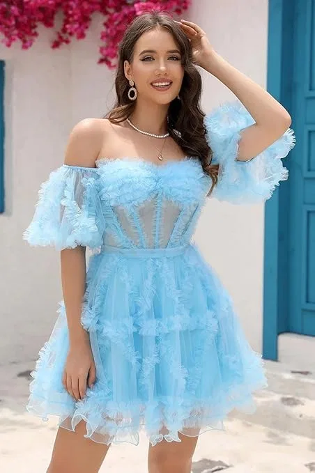 Женское коктейльное платье с открытыми плечами A-Line, Champagne — фото 2