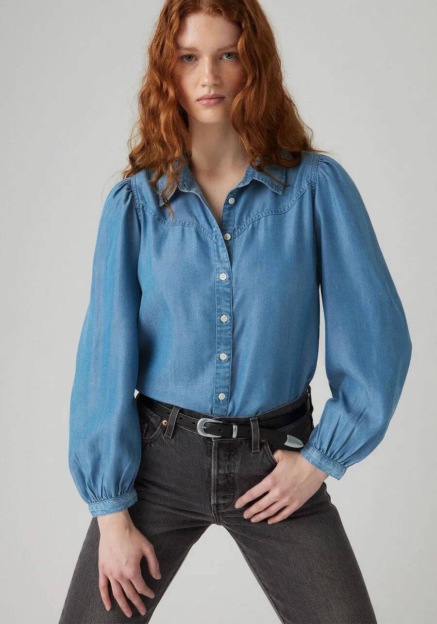 Блузка LEVI'S 'Journey Western Shirt' из синего денима — фото 3