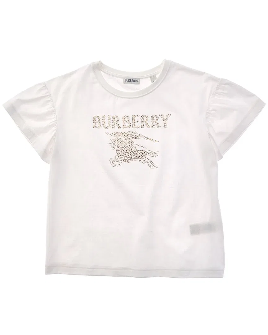Детская футболка для девочек с принтом и стразами Crystal Knight Burberry, White