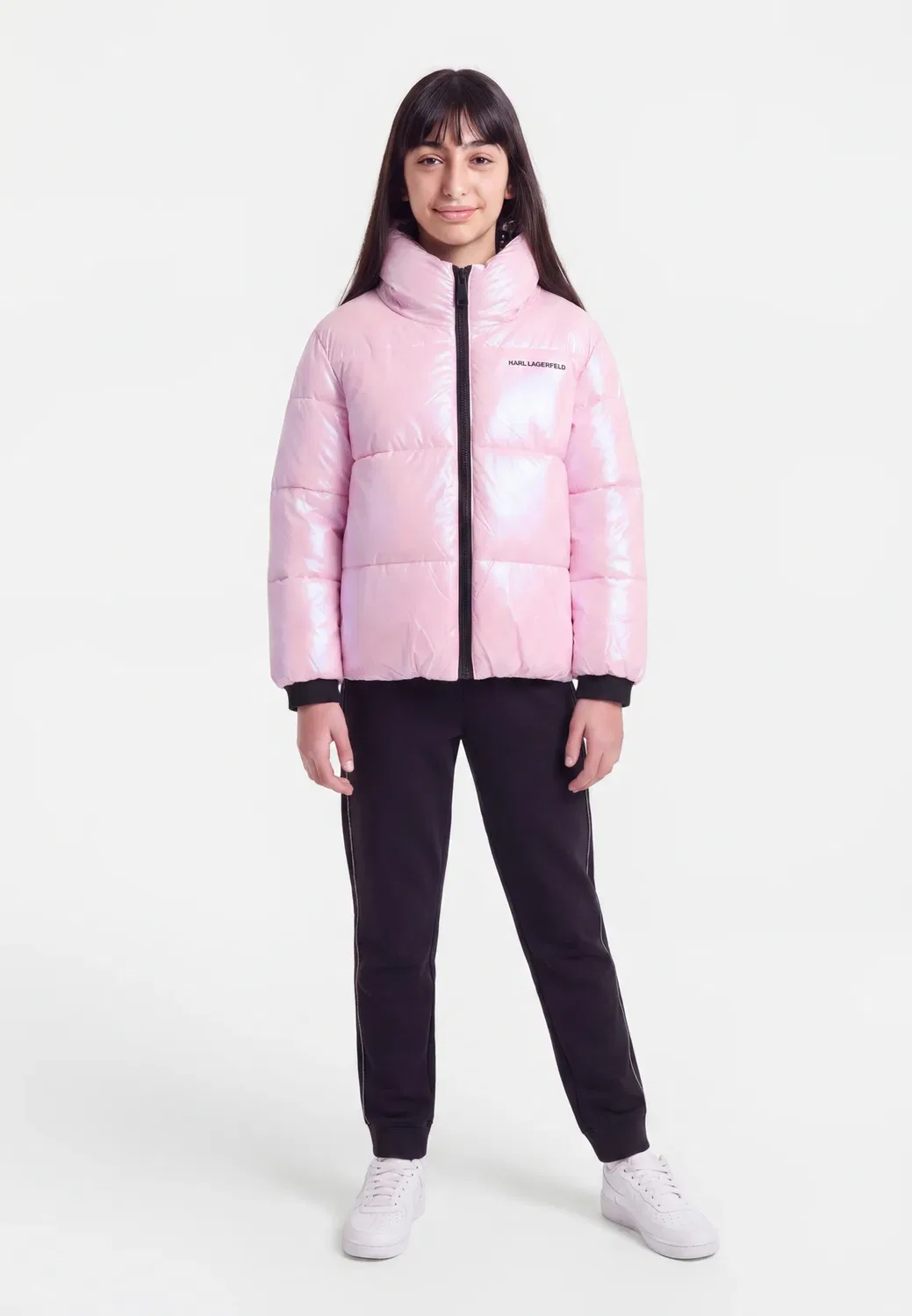 Двусторонняя пуховая куртка - зимняя куртка Karl Lagerfeld Kids, Pink Grey
