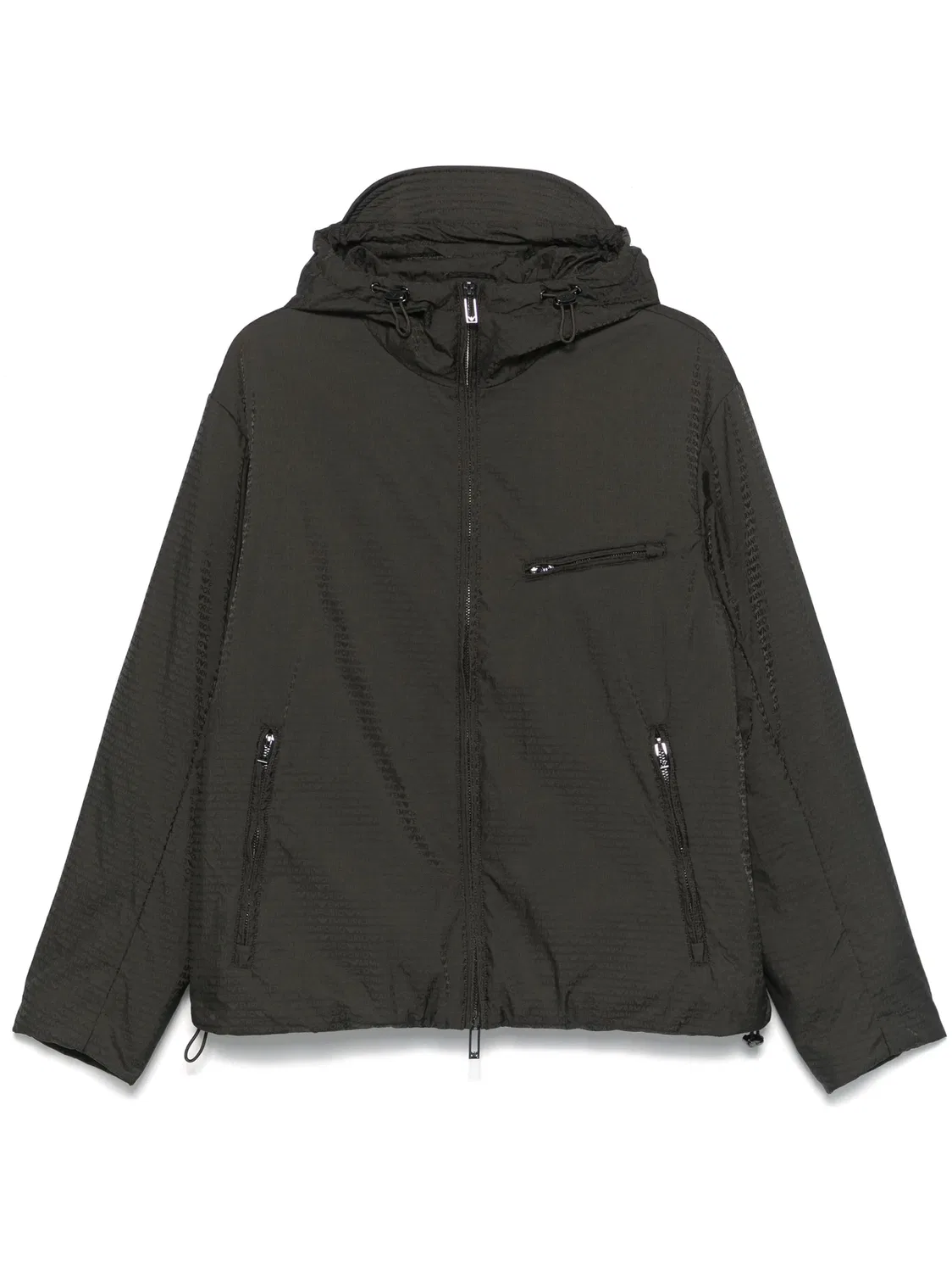 Куртка с капюшоном Logo-Jacquard Emporio Armani, темно-зеленый