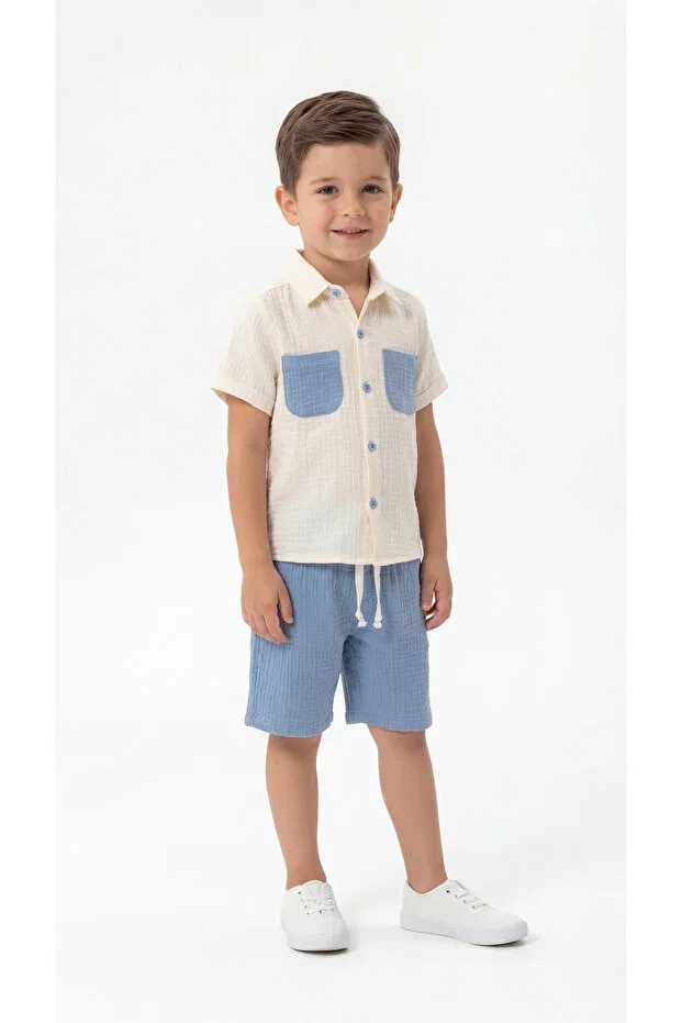 Детский комплект для мальчиков с принтом Mışıl Kids, Blue — фото 3