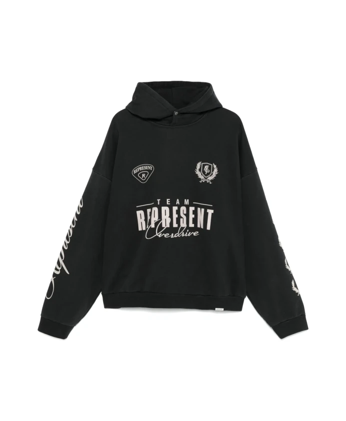 

Черная толстовка с капюшоном и застежкой на кнопки. Represent, черный