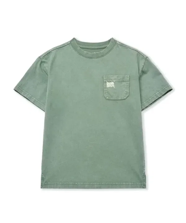 Футболка с принтом, Kids pigment tag pocket tee, BROWNBREATH, мятный — фото 3