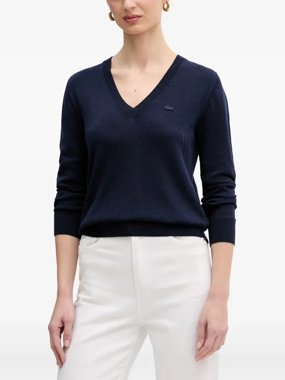 Свитер Lacoste с V-образным вырезом и логотипом, синий