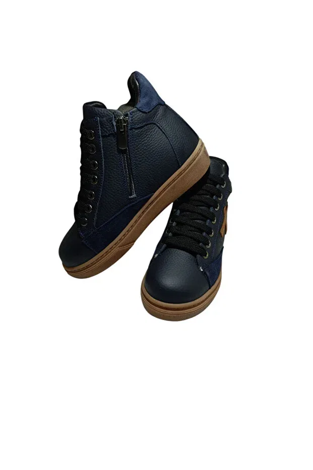 Детские ботинки для мальчиков на молнии и шнуровке Active Kids Shoes, Navy Blue — фото 3
