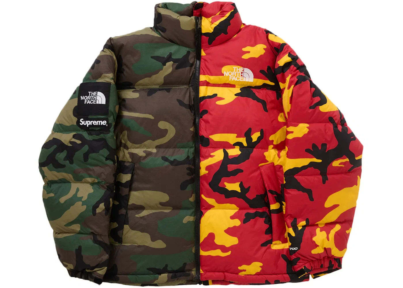 Мужская куртка с камуфляжным принтом Supreme The North Face Split Nuptse Jacket, Camo — фото 2