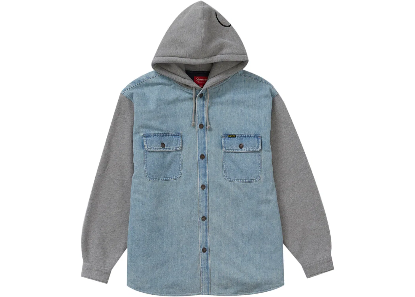 Мужская флисовая джинсовая рубашка с капюшоном Supreme, Blue