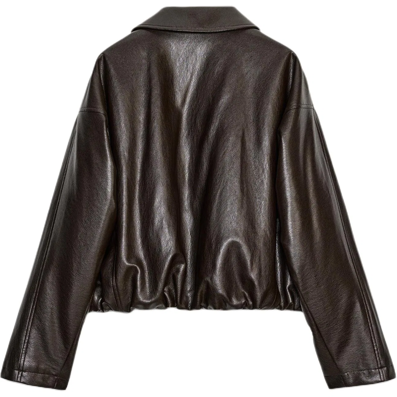 Женская кожаная куртка с отложным воротником Pilot, ZARA, Dark Brown — фото 3
