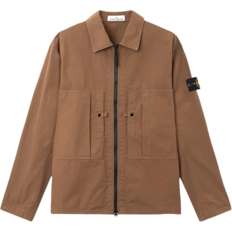 Мужская рубашка-оверширт на молнии Ochre STONE ISLAND, Ochre