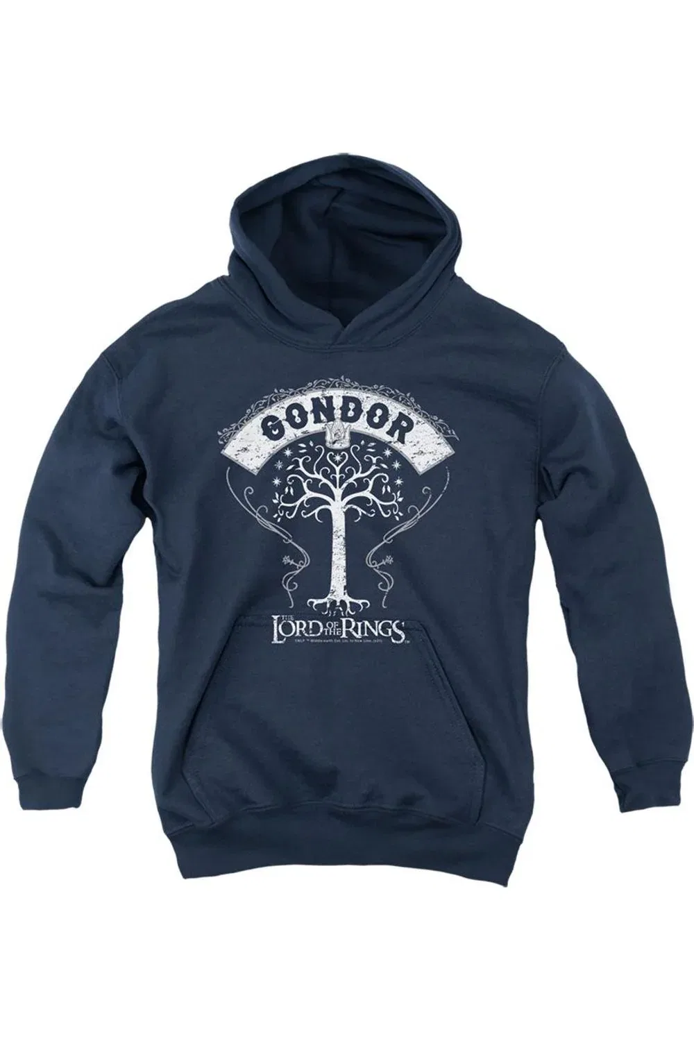 Детское худи с капюшоном Lord Of The Rings Tree Of Gondor Gildan, темно-синий