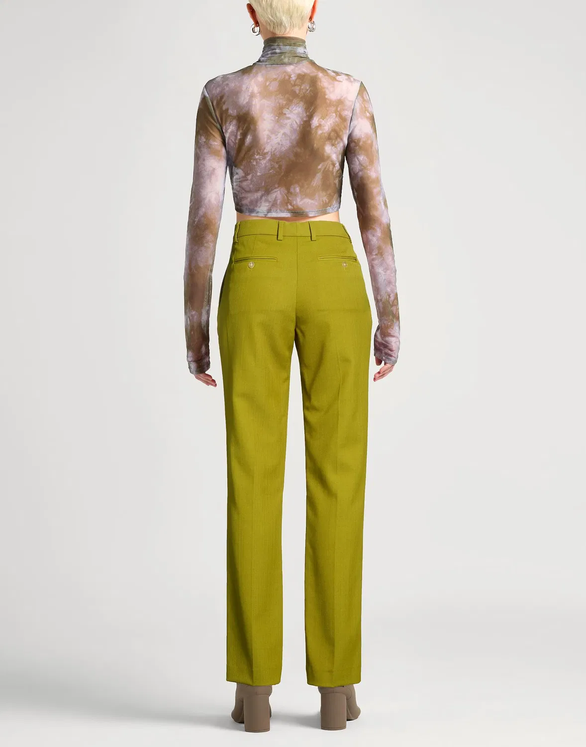 Женские брюки прямого кроя из полиэстера Acne Studios, светло-зеленый — фото 3