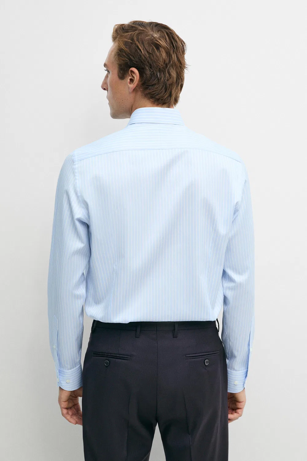 Рубашка Massimo Dutti, полосатая, небесно-голубая — фото 3