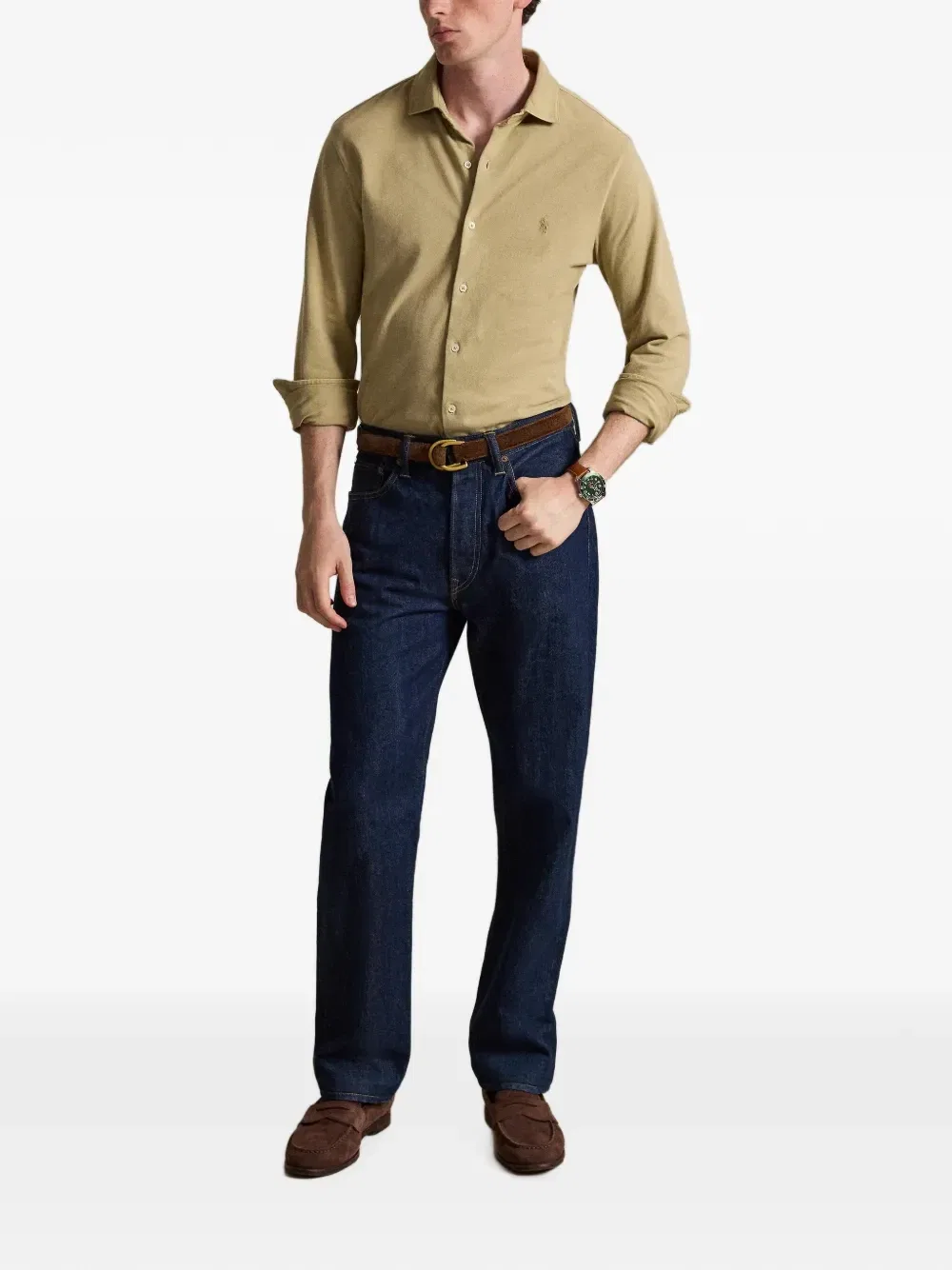 Рубашка Featherweight Mesh Polo Ralph Lauren, бежевый — фото 2