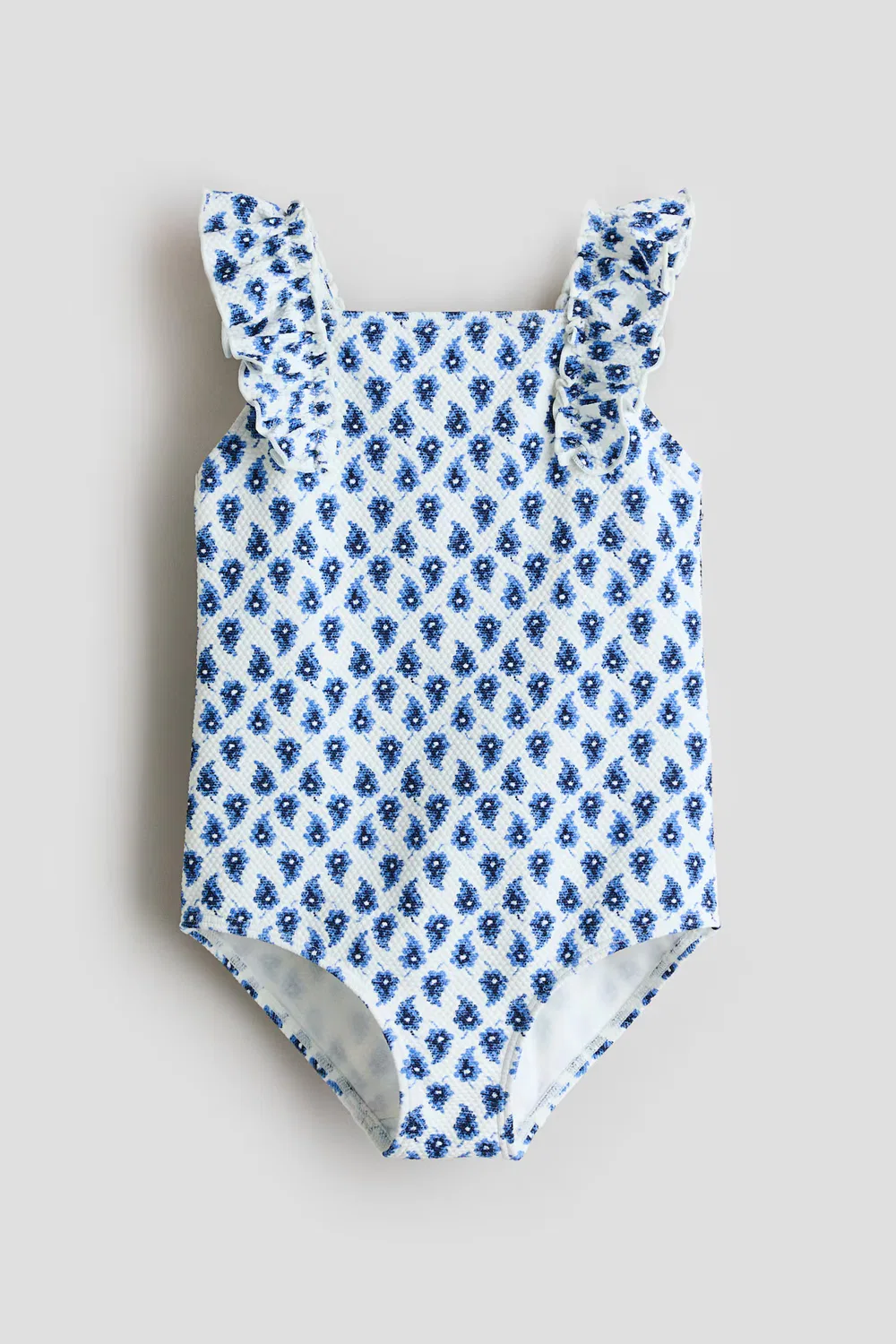 Текстурированный купальник с оборками Laura Ashley H&M, Weiß/Blau