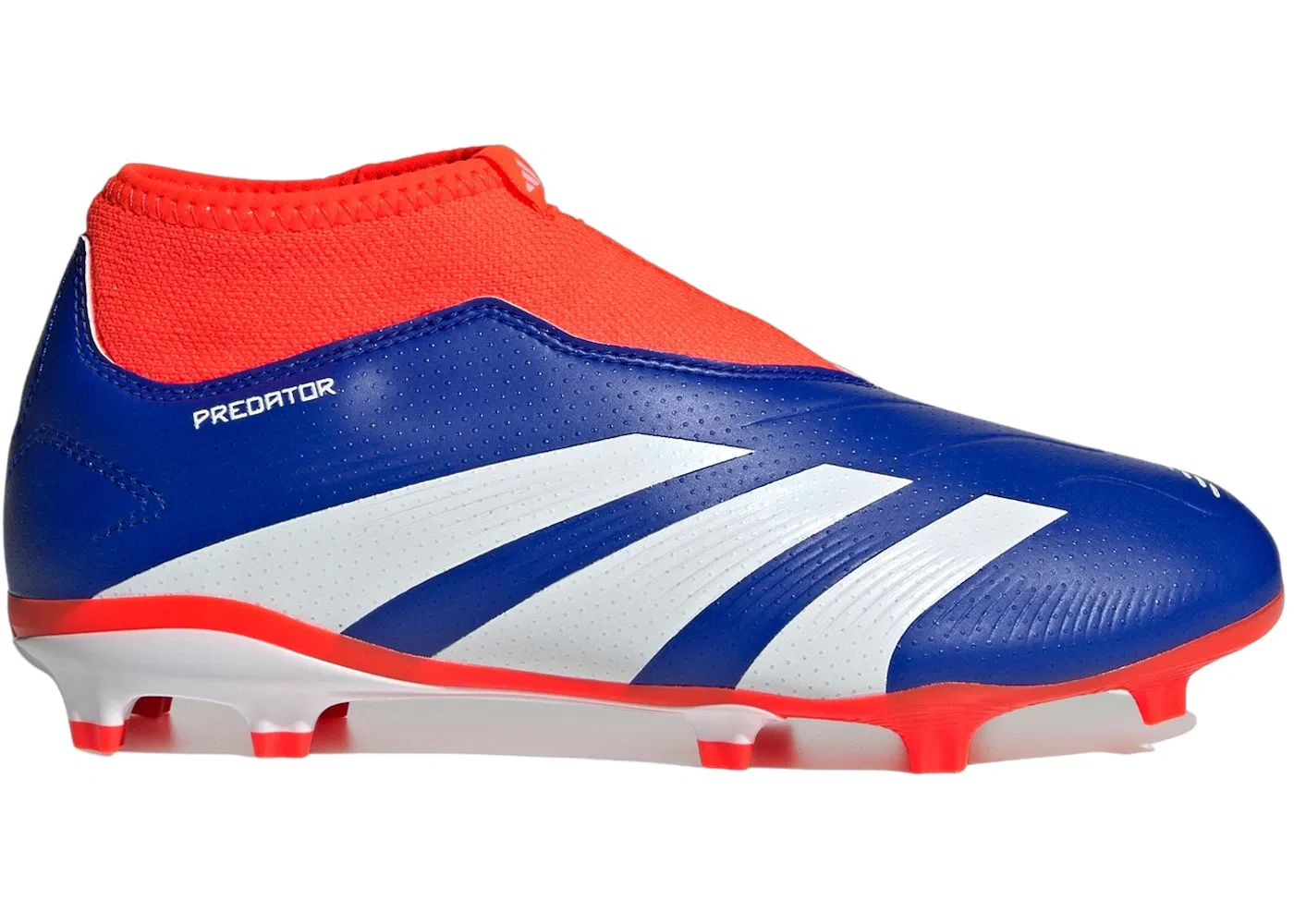 Детские бутсы для футбола без шнуровки Adidas Predator League Laceless FG, Lucid Blue Cloud White Solar Red
