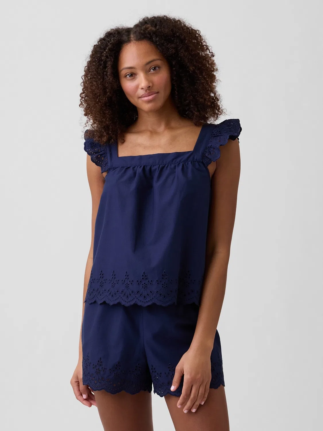 Пижамный топ Gap Poplin Eyelet, голубой