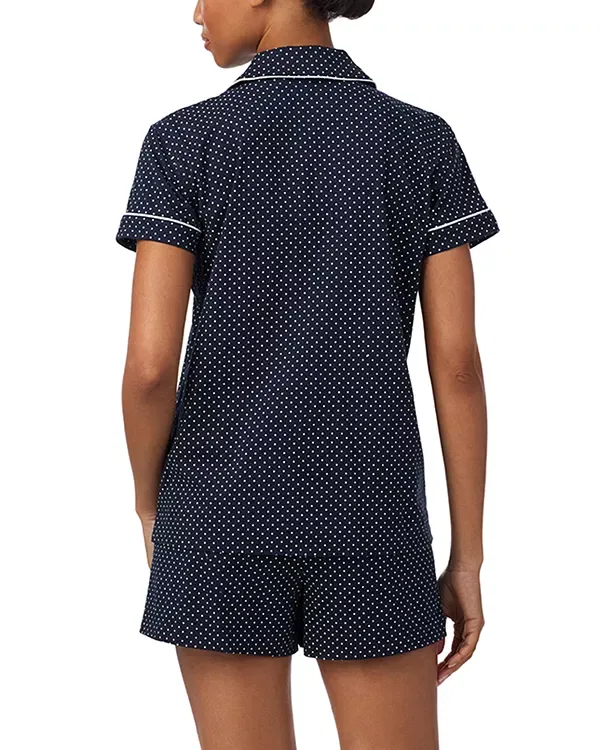 Женская пижама-комплект с коротким рукавом Short Sleeve Knit Boxer Pajama Set Ralph Lauren, Navy Dot — фото 3