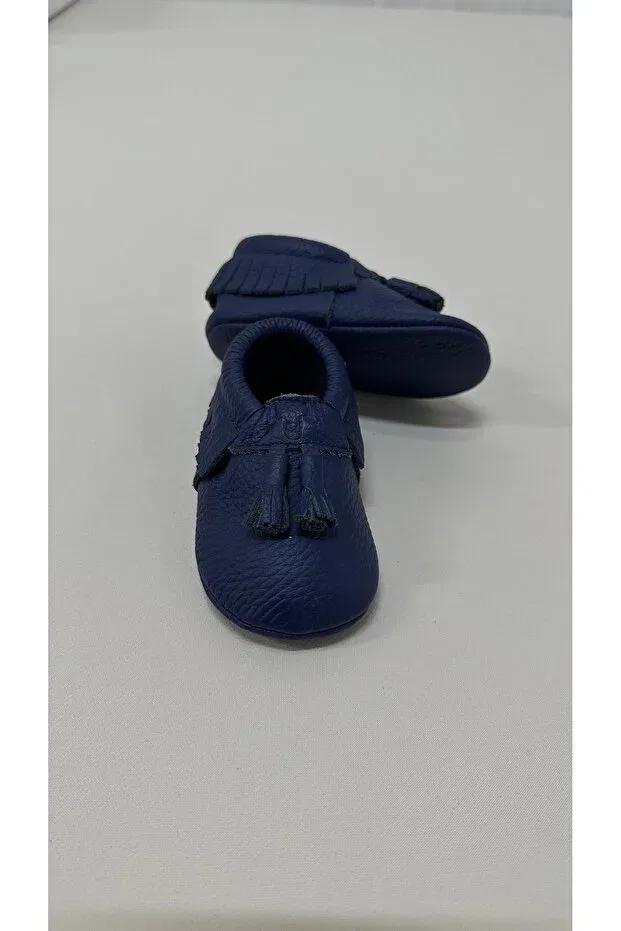 Детские туфли без каблука из натуральной кожи Annerüyası, Navy Blue — фото 4