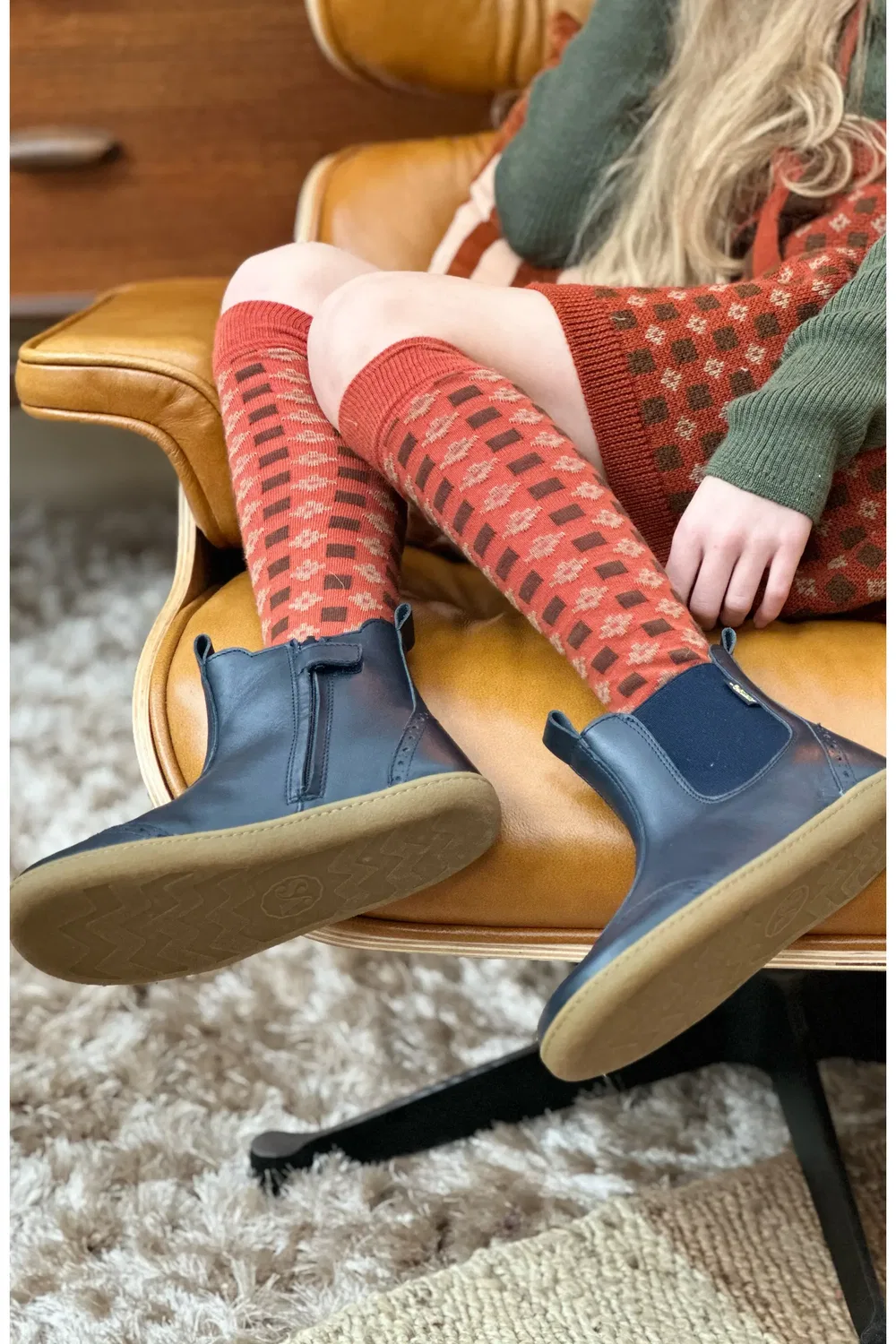 Детские ботинки челси с широким носком Logan Young Soles, темно синий — фото 2