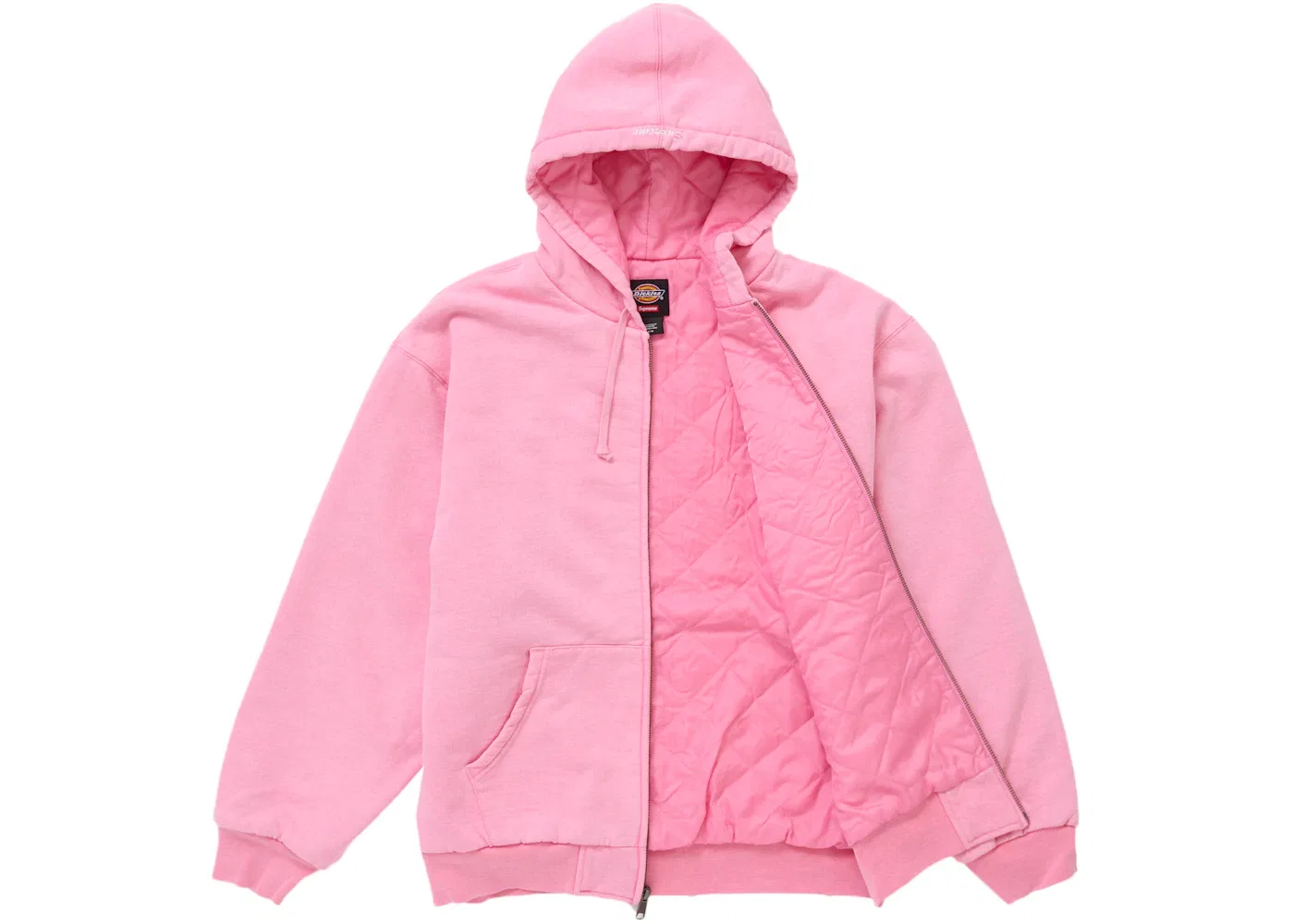 Мужской свитшот на молнии с капюшоном с подкладкой Supreme Dickies, Pink — фото 2