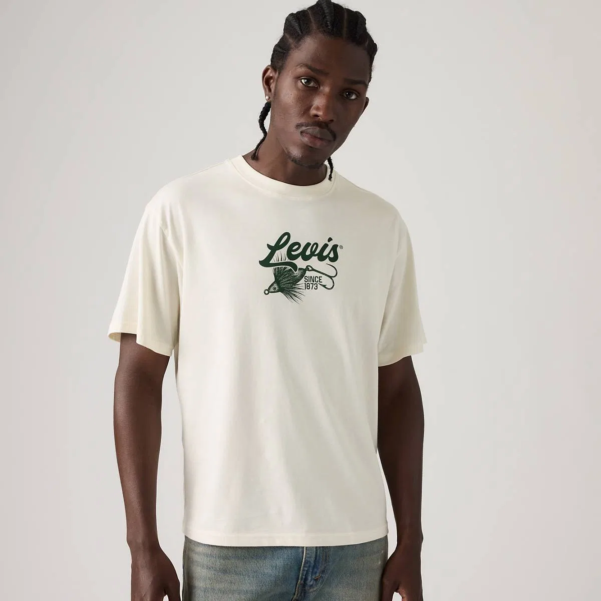Футболка свободного кроя с графическим принтом Levi's, Fish Hook Egret - White