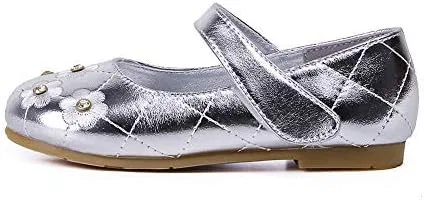 Детские балетки для девочек с принтом Flower Ballerina Flats Princess Dress Mary Jane Shoes Chiximaxu, Silver — фото 2