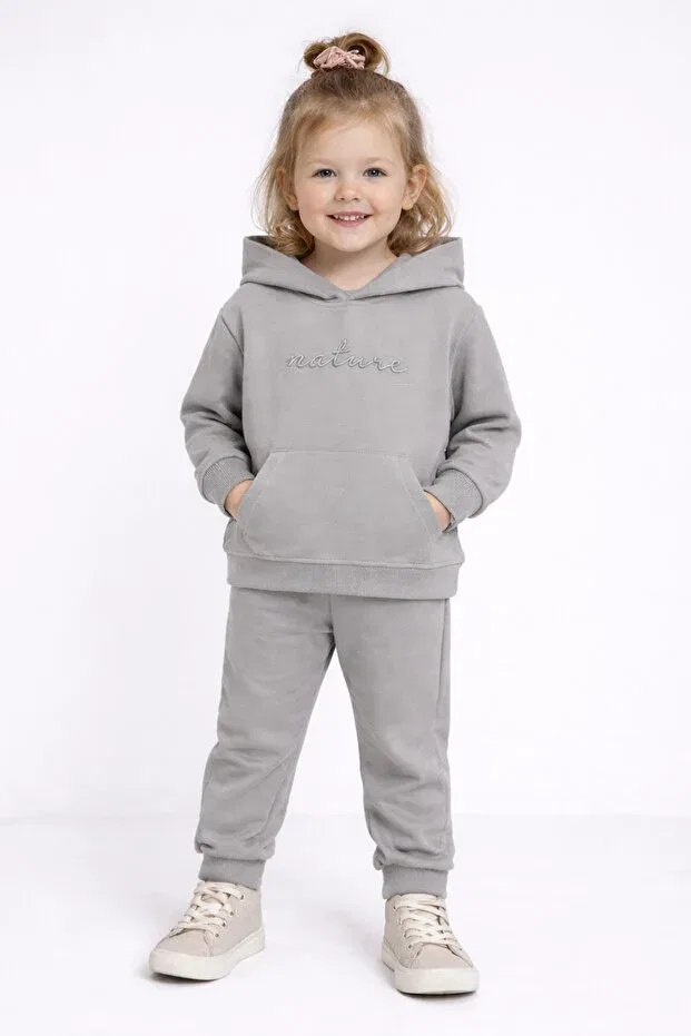 Детский спортивный комплект для девочек с капюшоном Basics Divonette, Gray