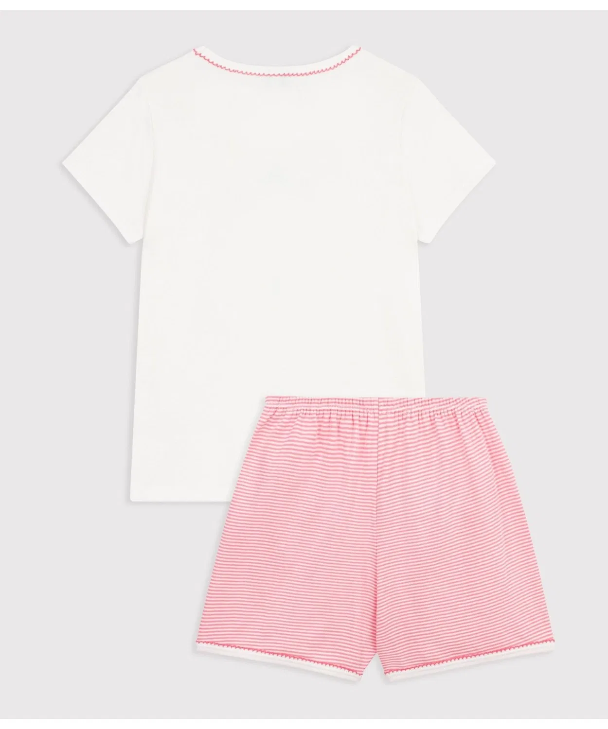 Детская пижама с длинным рукавоми принтом PETIT BATEAU, White X Pink — фото 3