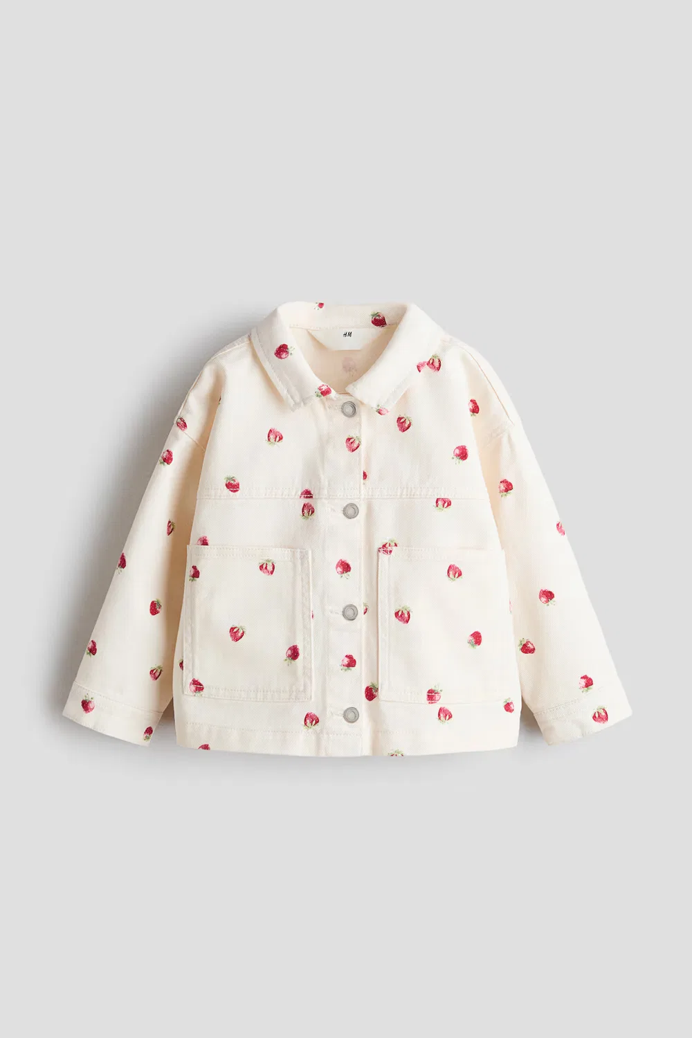 Куртка из саржевой ткани с узором H&M, Cremefarben/Erdbeeren