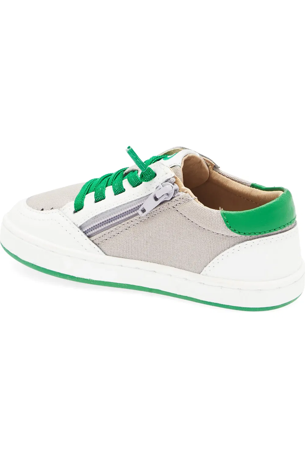 Кроссовки детские на молнии Jet OLD SOLES, Light Grey/Snow/Green — фото 2