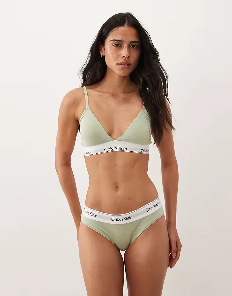Трусики-бикини Calvin Klein Icon из хлопка и модала фисташково-зеленый — фото 2