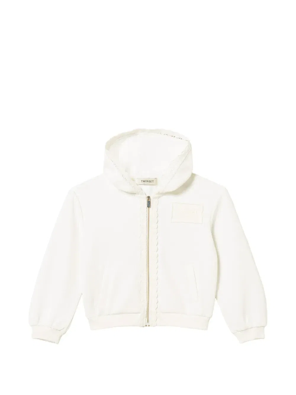 Худи с кружевной отделкой TWINSET Kids, белый