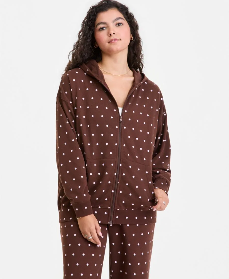 Худи-оверсайз с принтом Full-Zip Printed Hoodie Rebel Veil, Brown Multi