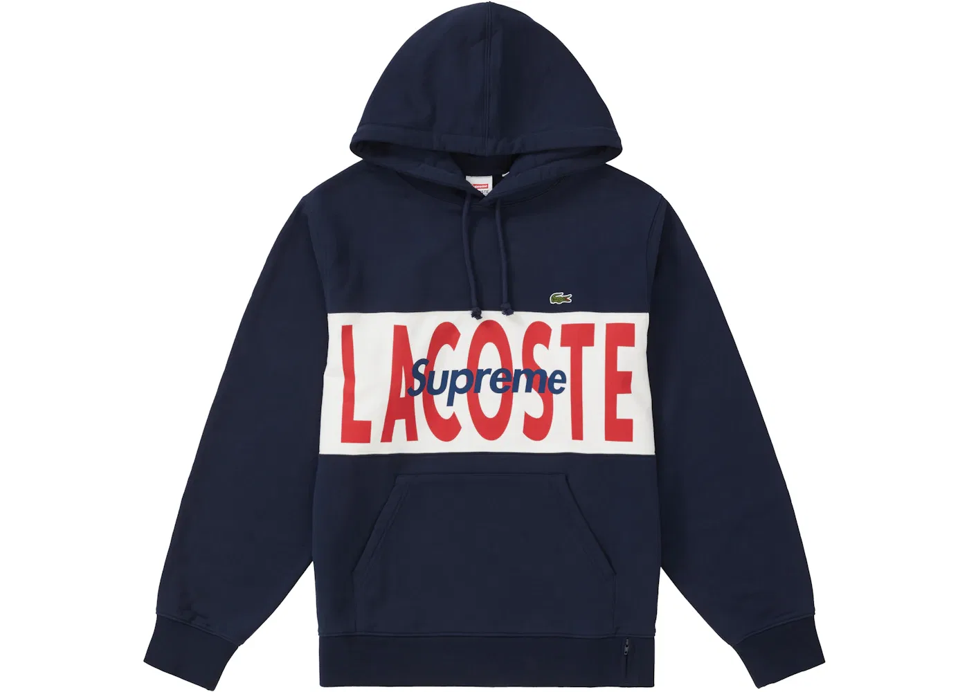 Мужской худи с принтом Supreme LACOSTE Logo Panel Hooded Sweatshirt, Navy