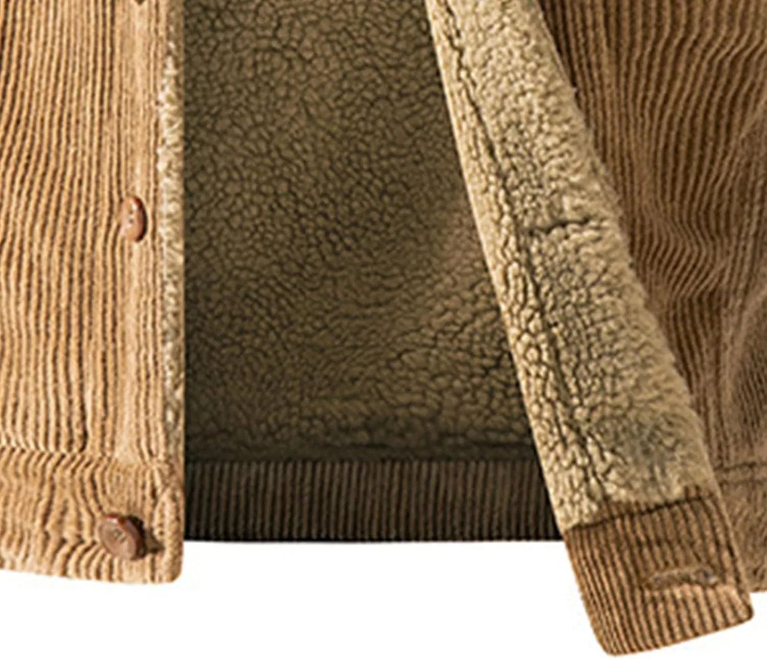 Мужская куртка-ветровка на флисе с воротником из искусственного меха, Corduroy Trucker Jackets, хаки — фото 4
