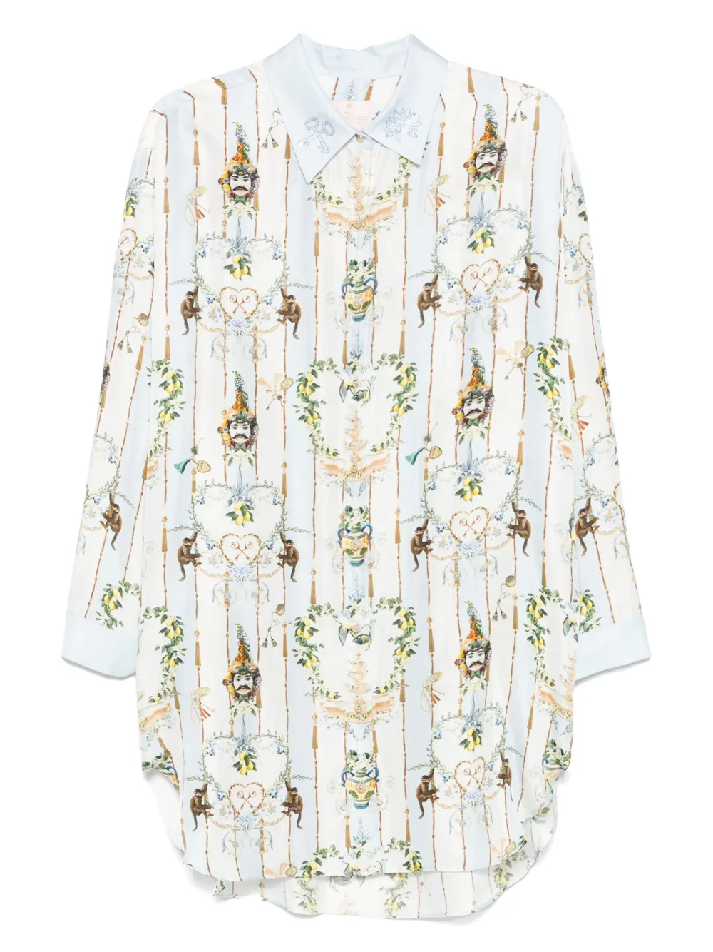 

Шелковая рубашка с графичным принтом Camilla, синий