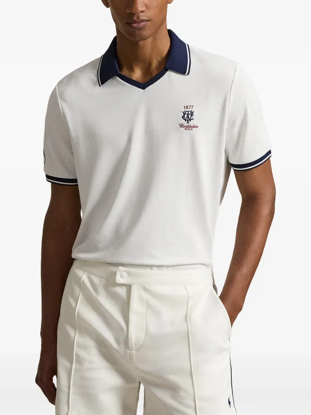 Рубашка-поло с нашивкой-логотипом из коллаборации с Wimbledon Polo Ralph Lauren, белый — фото 3