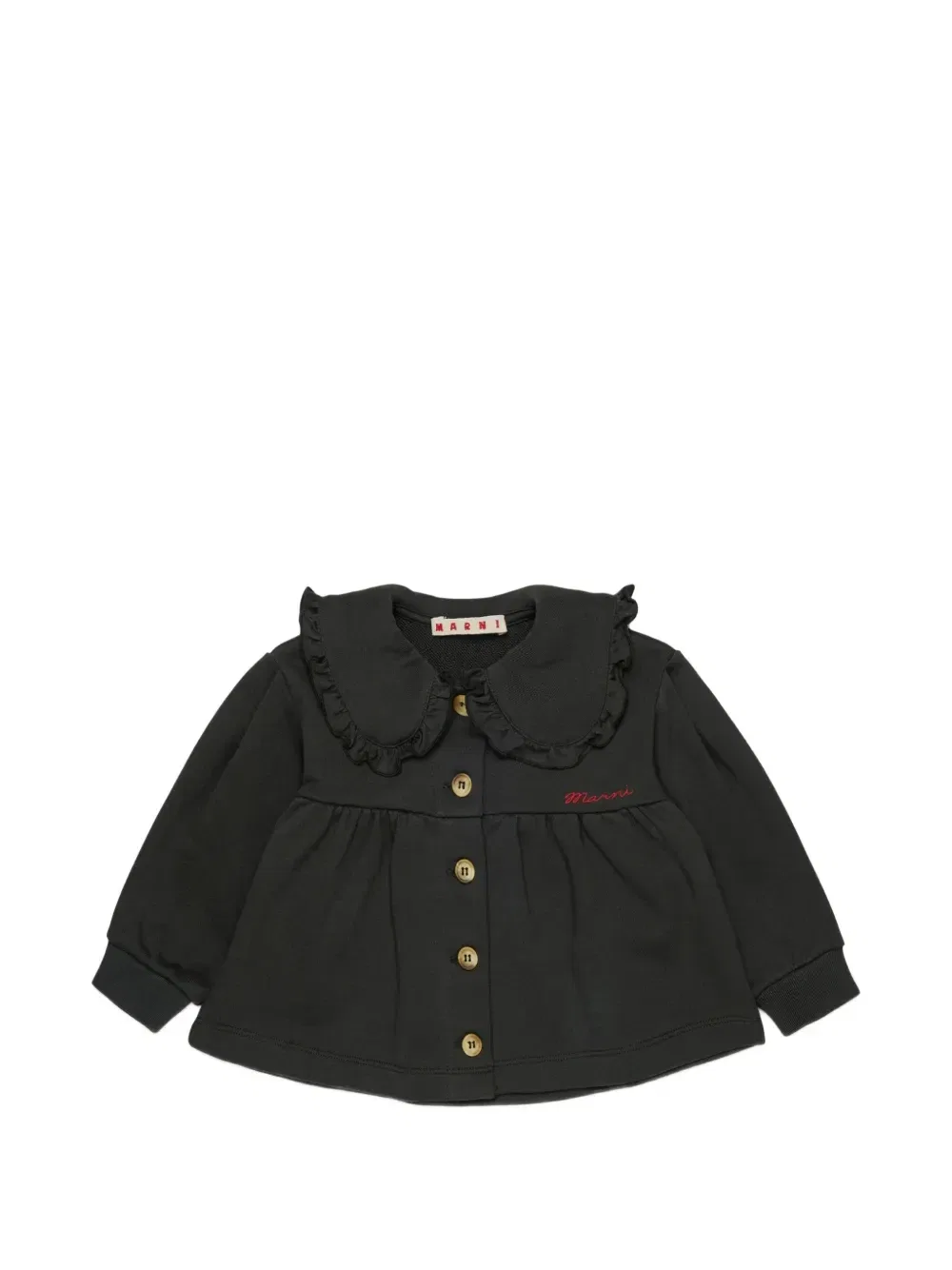Куртка с оборками и вышитым логотипом Marni Kids, черный