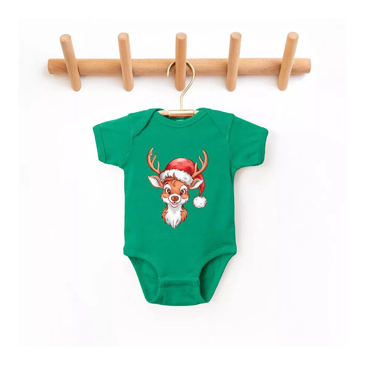 Детское боди для мальчиков с коротким рукавом Cute Reindeer Head The Juniper Shop, Kelly