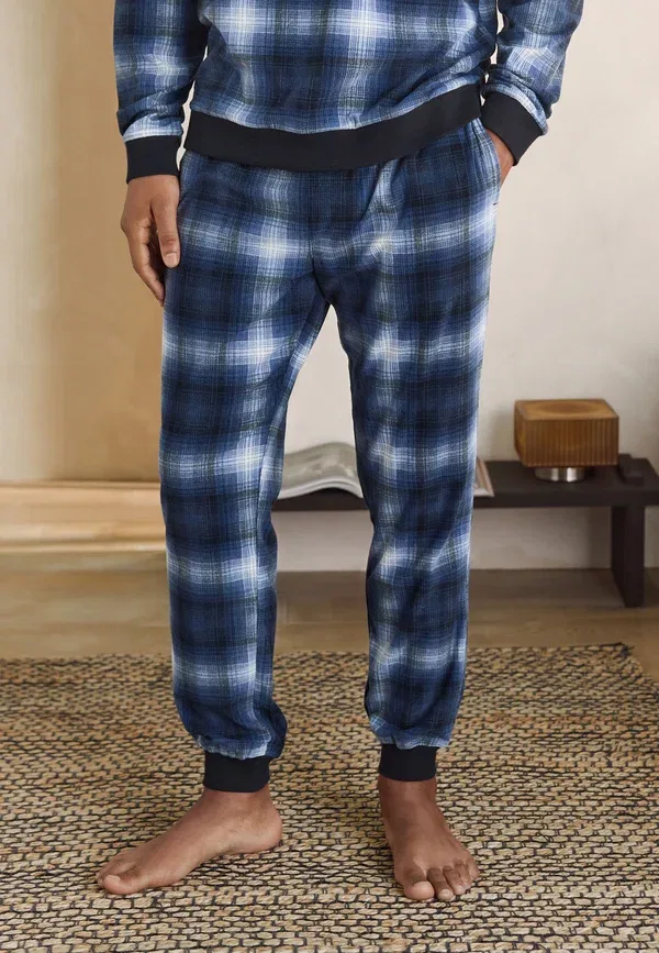 Пижамный комплект из полиэстера, Regular fit - motionflex cosy long sleeve cuffed set, Next, Navy Blue Check, темно-синий — фото 2