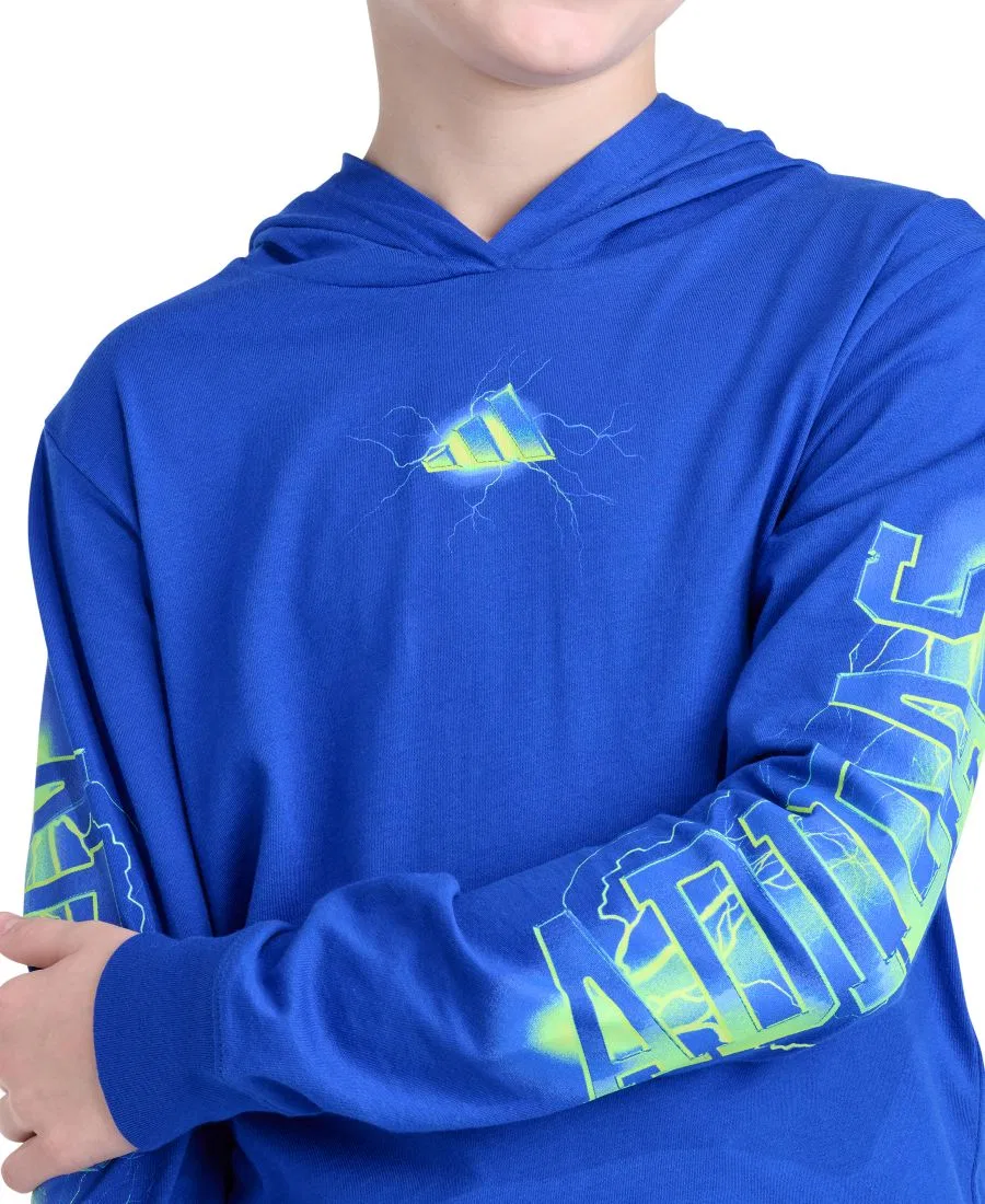 Детский худи с длинным рукавом, с капюшоном, с эффектом кракелюра adidas, Team Royal Blue — фото 3
