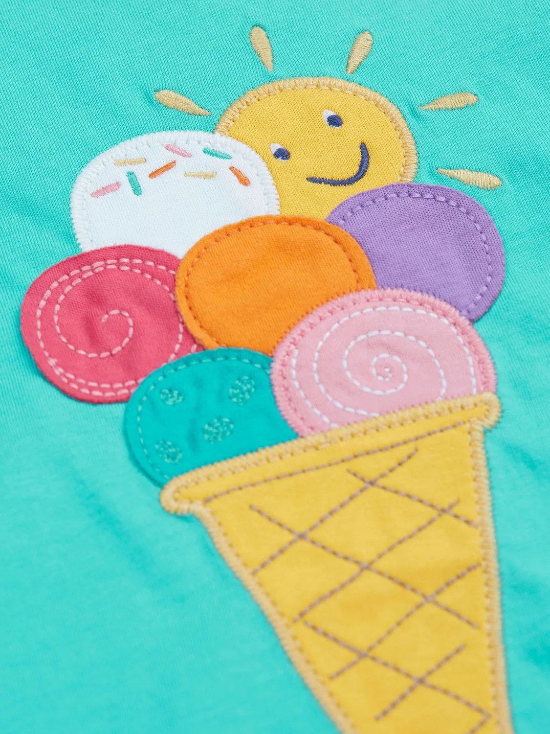Футболка с оборкой на плечах Frugi Blue Harmony, синий — фото 3